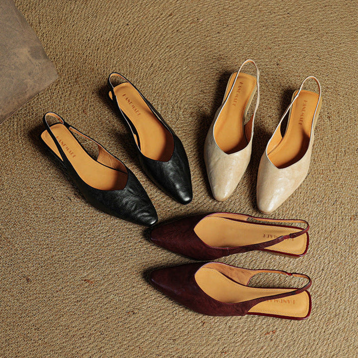 Womens Slingback Shoes Genuine Leather Classic Fit