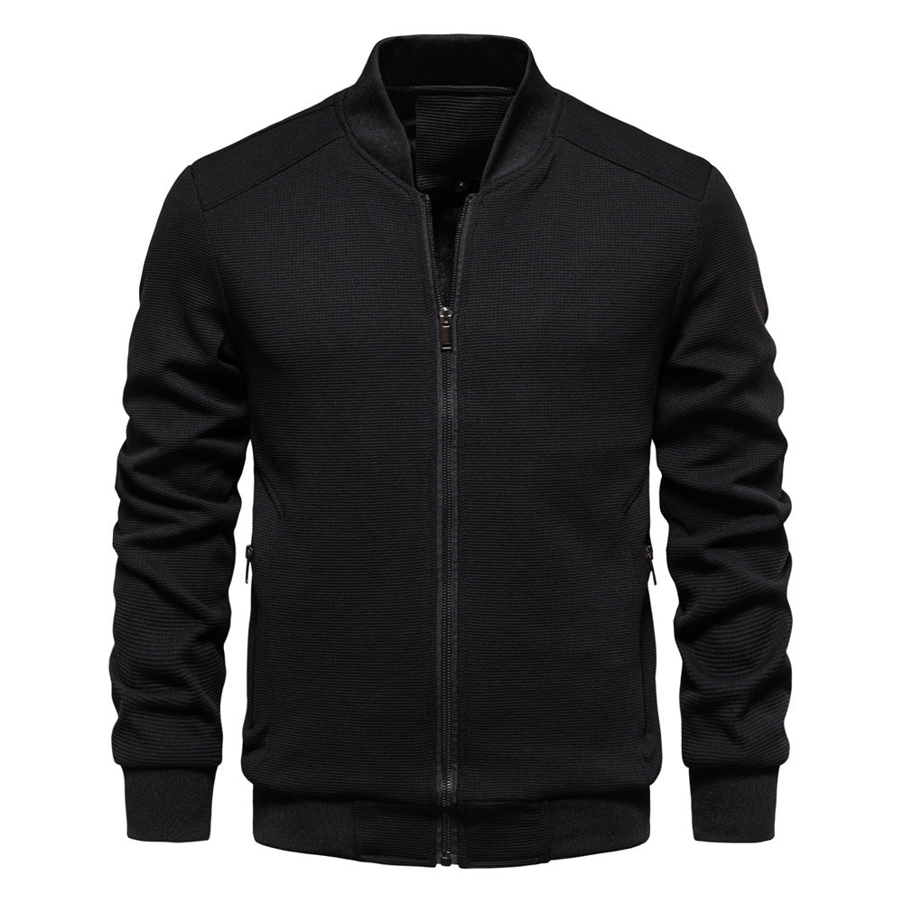 Mens Knit Jacket Textured Full Zipper