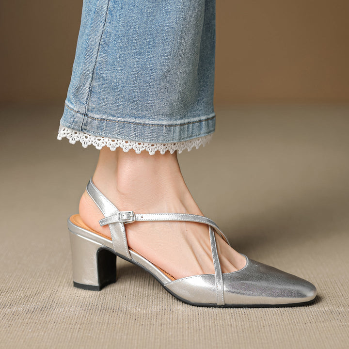 Womens Slingback Shoes Genuine Leather