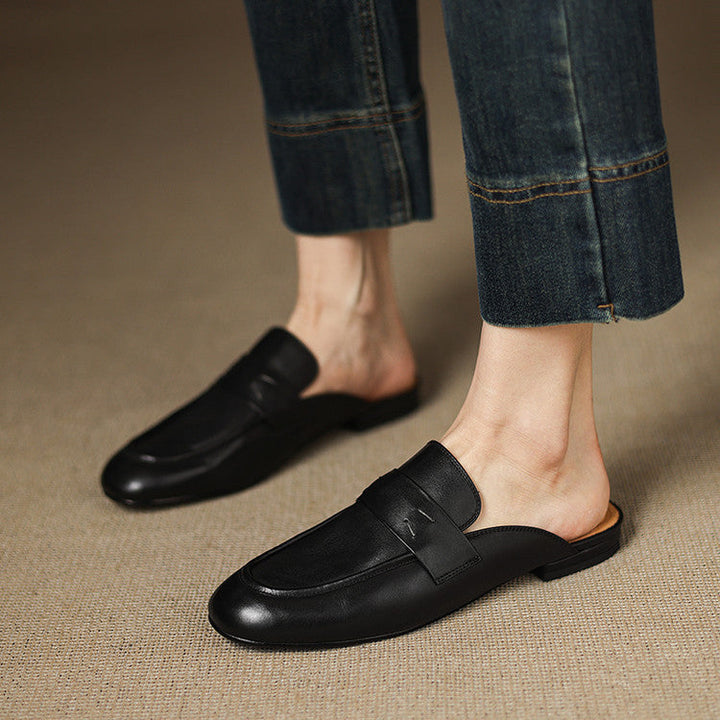 Womens Genuine Leather Mules Slip-On Comfortable