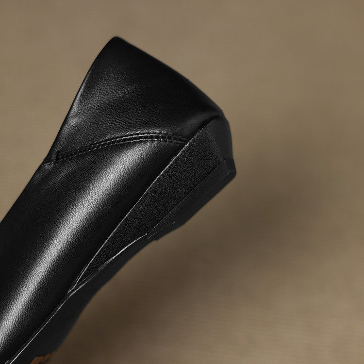 Womens Leather Flats Genuine Material