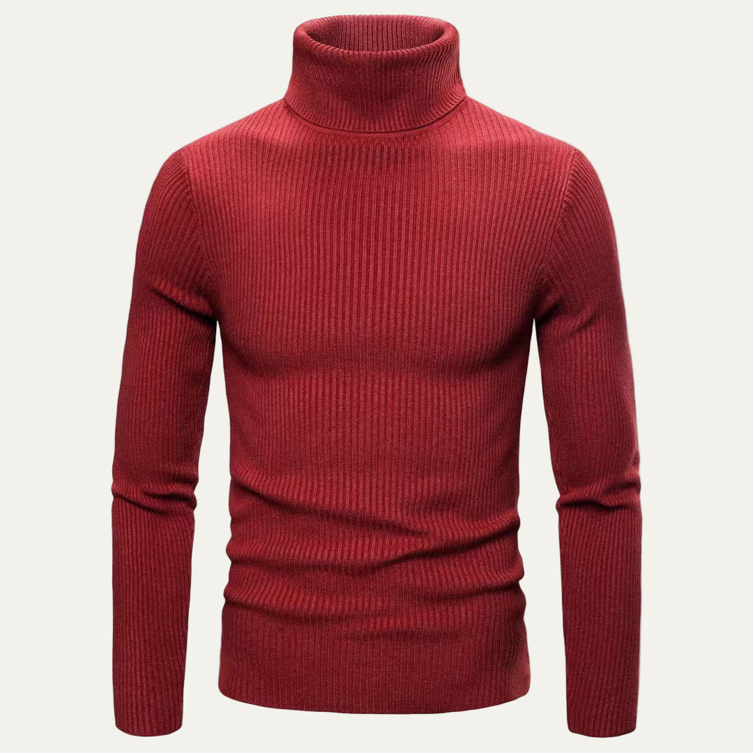 Mens Slim Fit Turtleneck Sweater Rib Knit