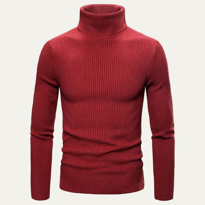 Mens Slim Fit Turtleneck Sweater Rib Knit