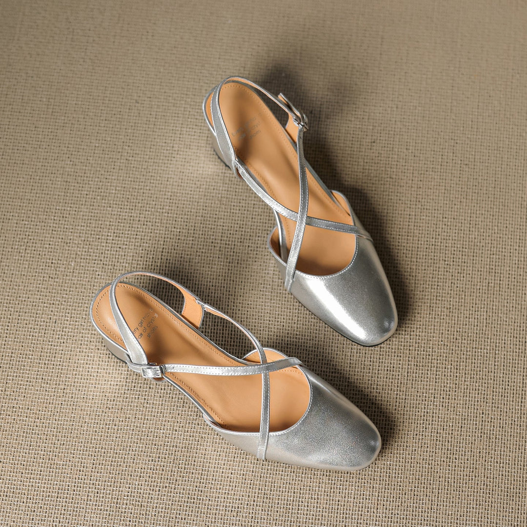 Womens Slingback Shoes Genuine Leather