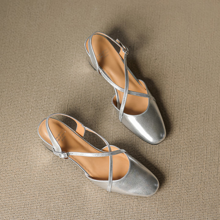 Womens Slingback Shoes Genuine Leather