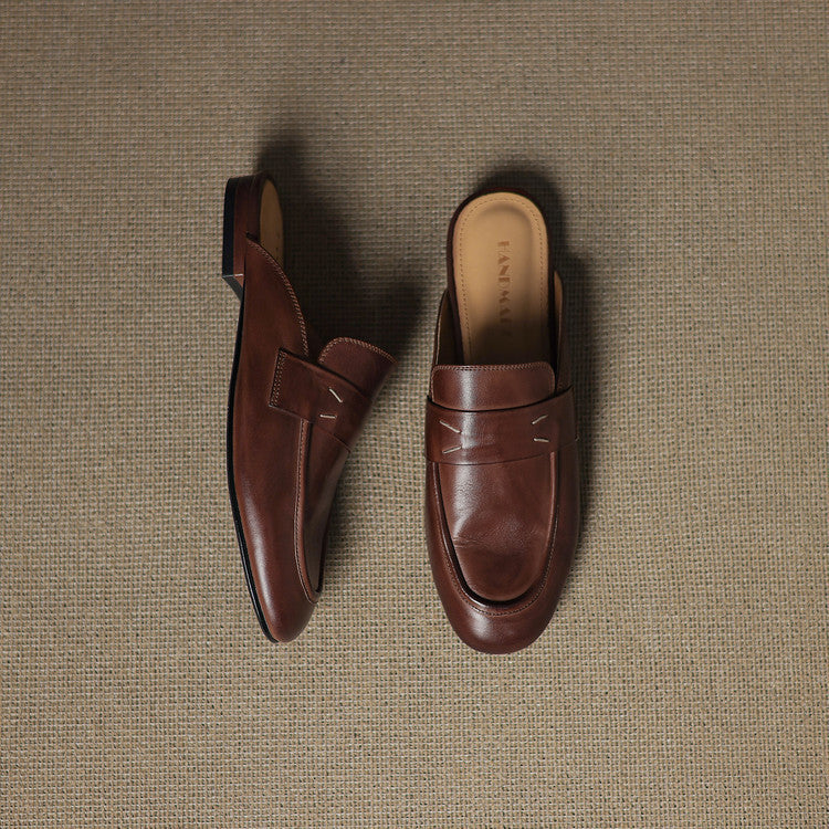 Womens Genuine Leather Mules Slip-On Comfortable