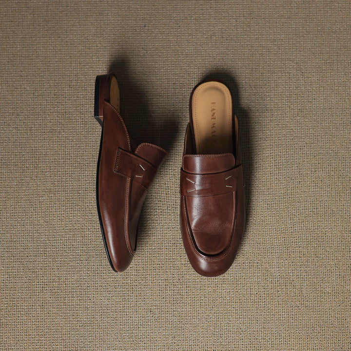 Womens Genuine Leather Mules Slip-On Comfortable