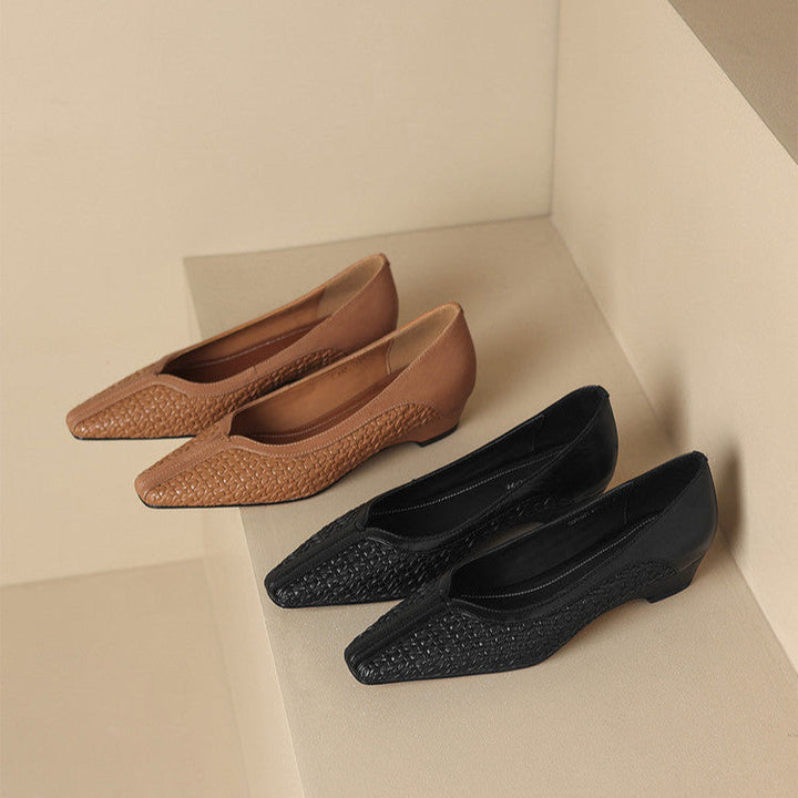 Womens Genuine Leather Heels Classic Fit