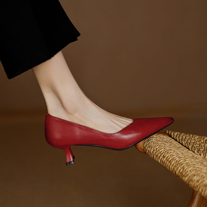 Womens Genuine Leather Heels Classic Fit