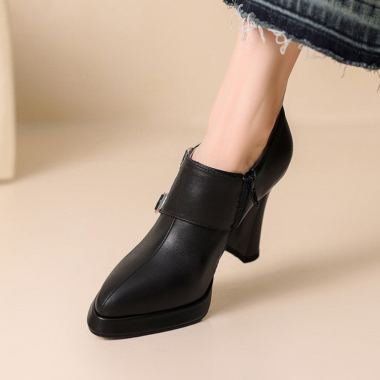 Womens Genuine Leather Heels Classic Fit