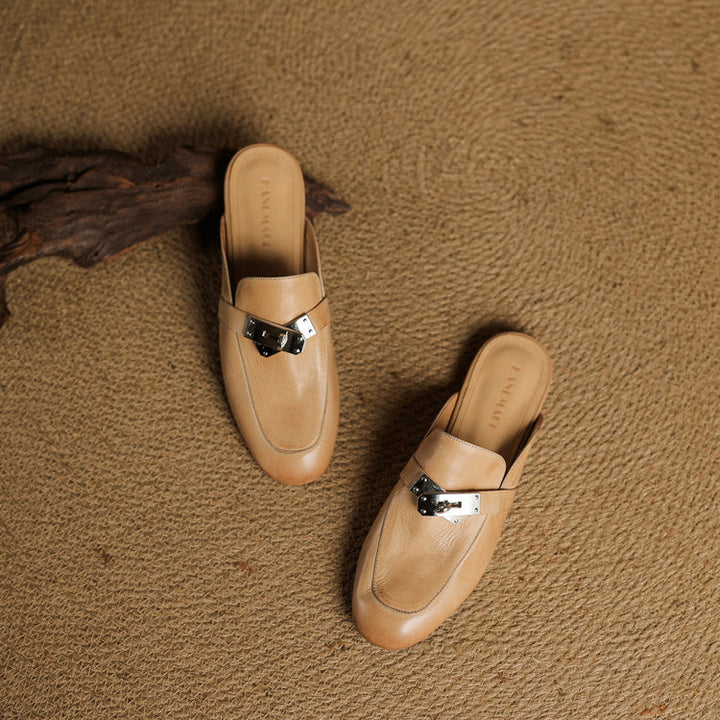 Womens Leather Mules Genuine Leather Slip-On