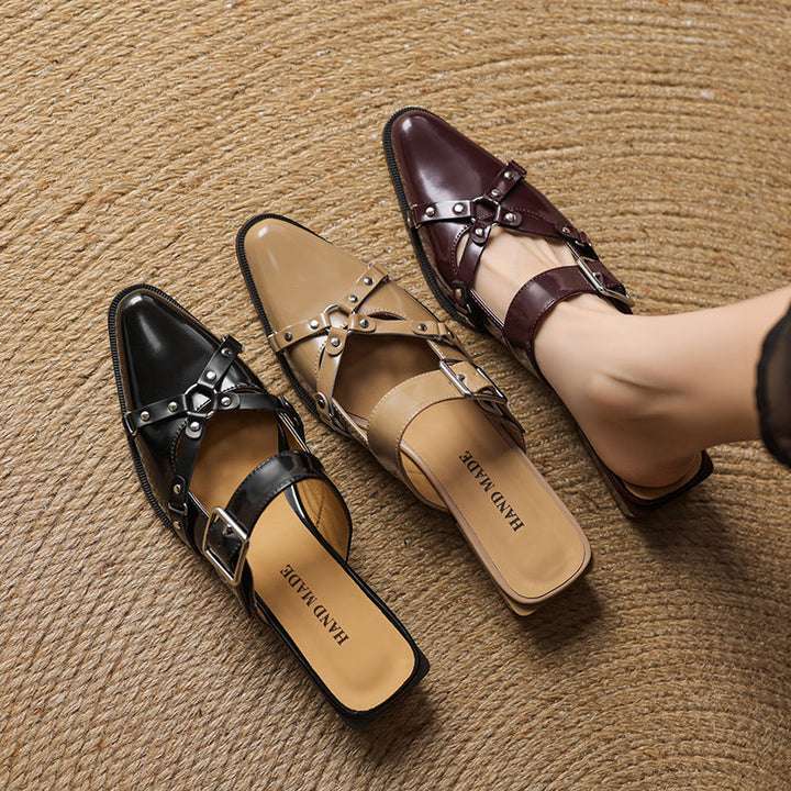 Womens Slingback Shoes Genuine Leather