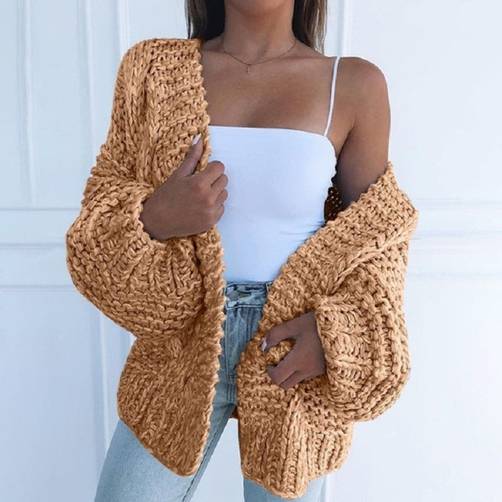 Womens Wool-Blend Cardigan Knit Layer Relaxed Fit - BritishMode