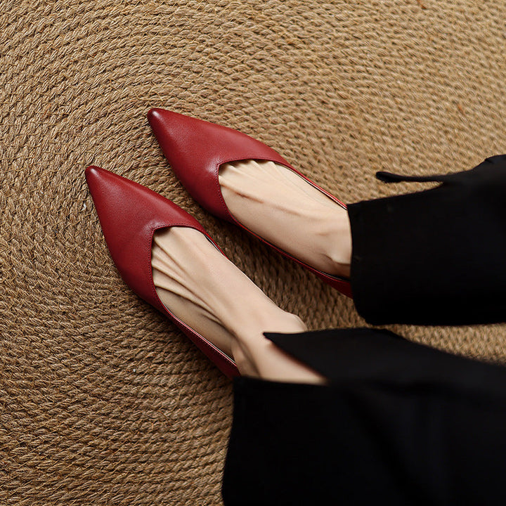 Womens Genuine Leather Heels Classic Fit