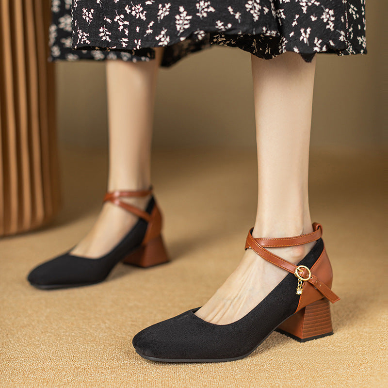 Womens Suede Heels Pointed Toe Classic Fit