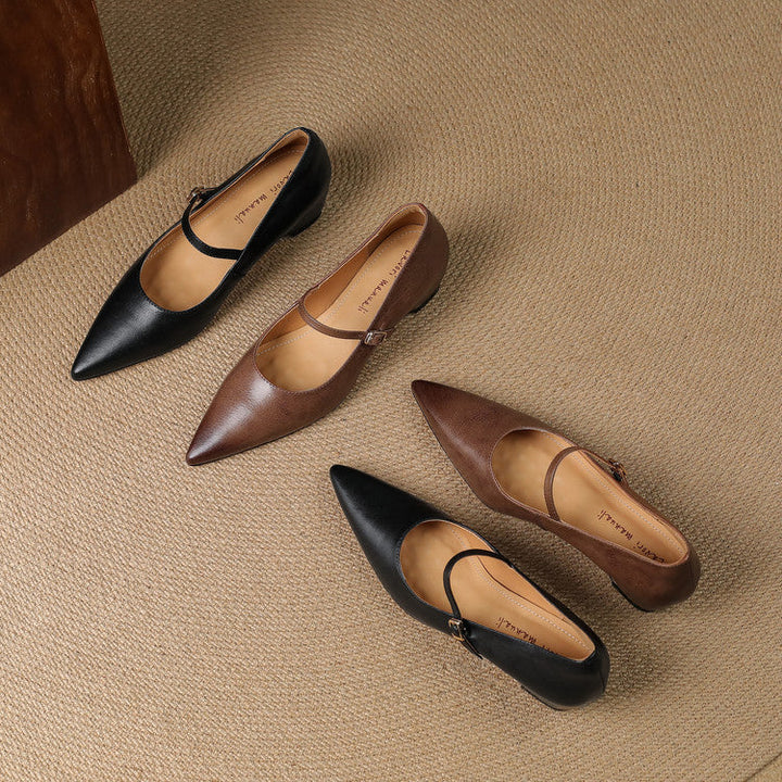 Womens Genuine Leather Heels Classic Fit