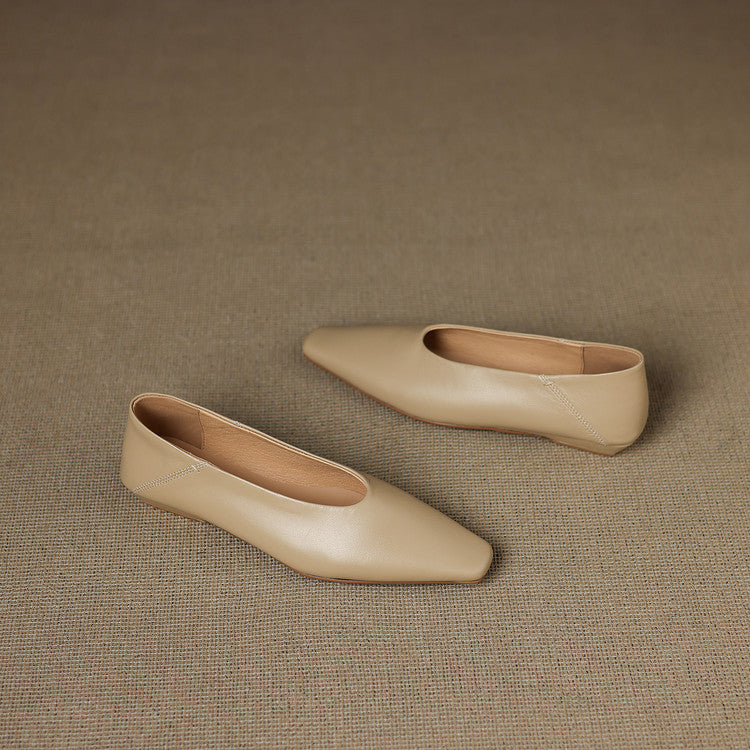 Womens Leather Flats Genuine Material