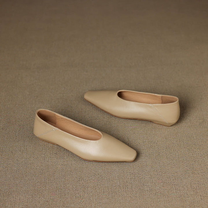 Womens Leather Flats Genuine Material