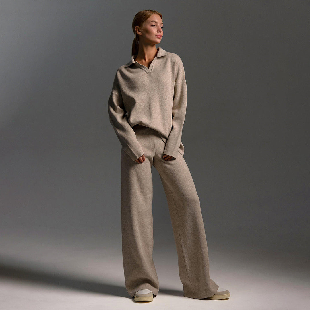 Womens Wide Leg Pants Set Relaxed Fit - BritishMode