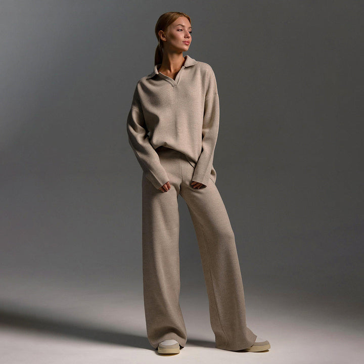 Womens Wide Leg Pants Set Relaxed Fit - BritishMode
