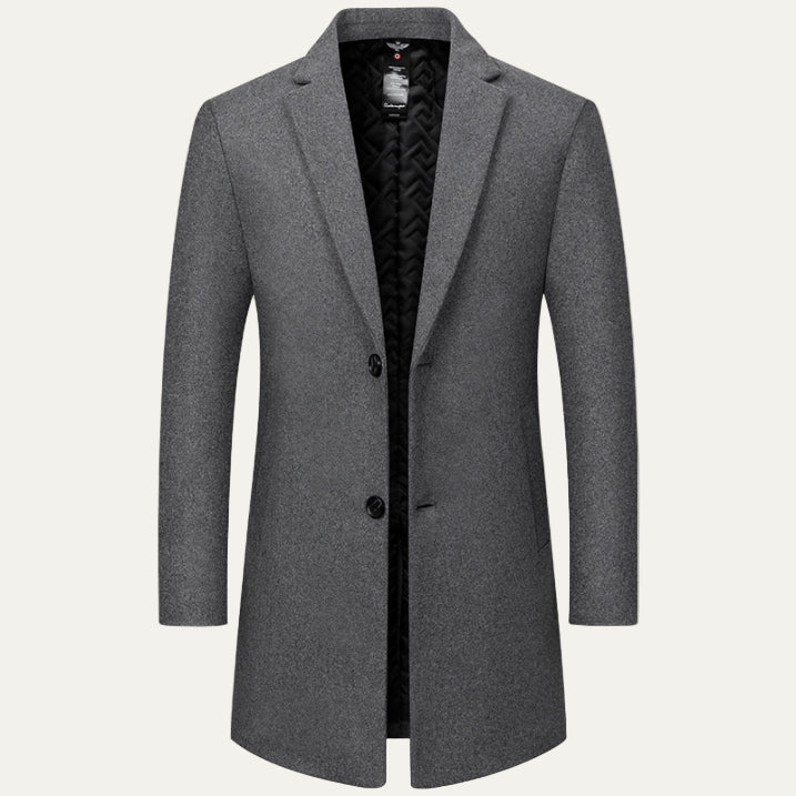 Mens Quilted Overcoat Formal Single-Breasted Fit