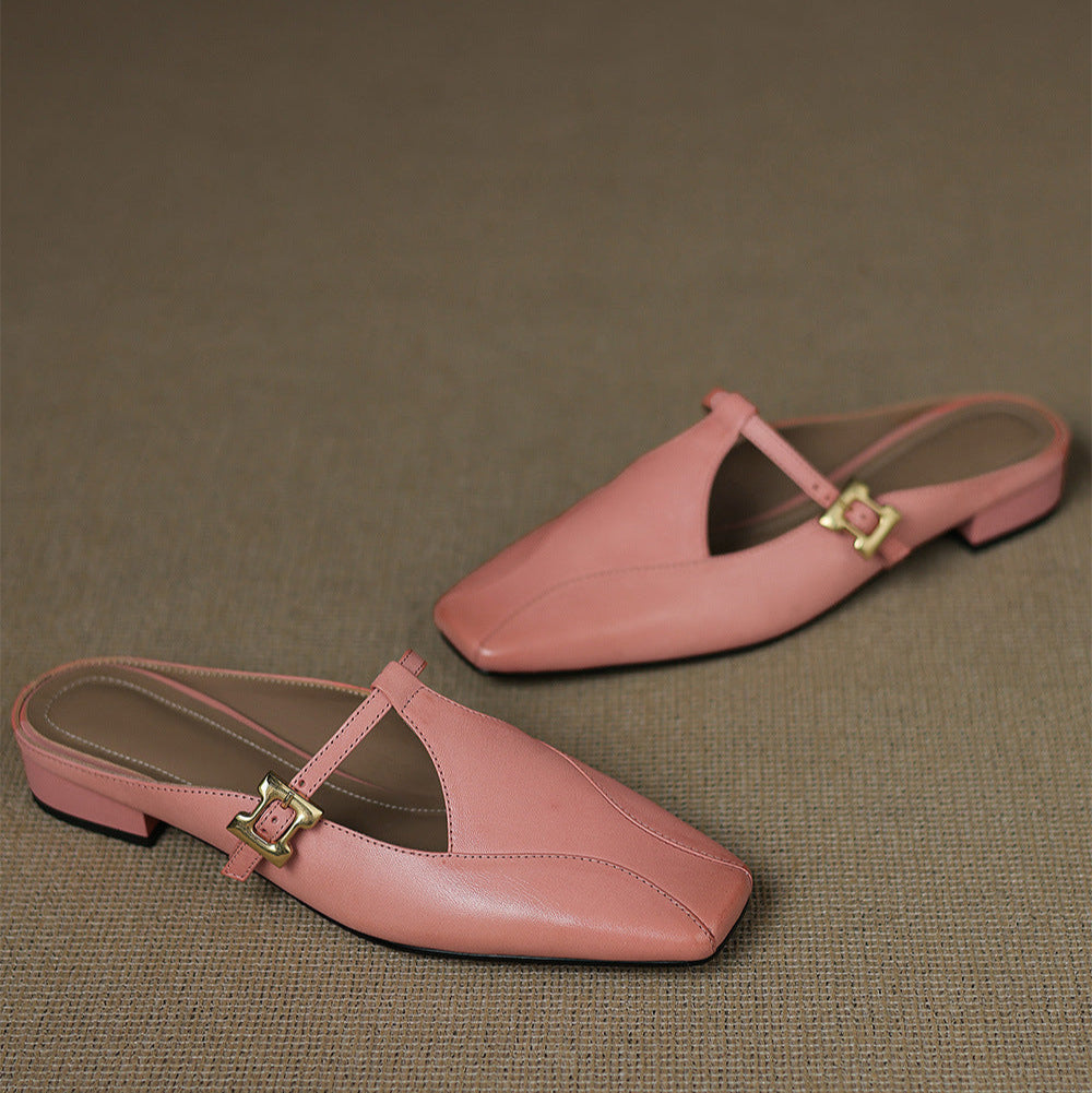 Womens Leather Mules Genuine Leather Slip-On