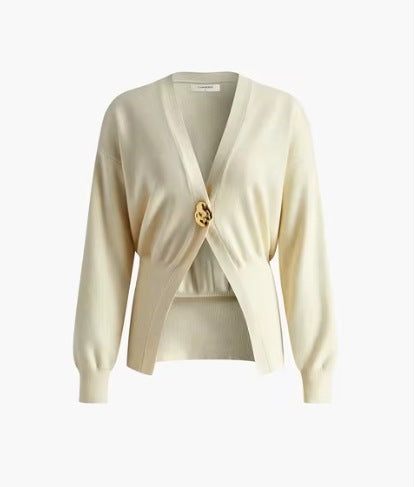 Womens V-Neck Sweater Cardigan Buttoned Elegant Fit
