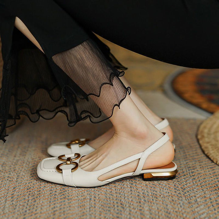 Womens Slingback Shoes Leather Strap Elegant Fit