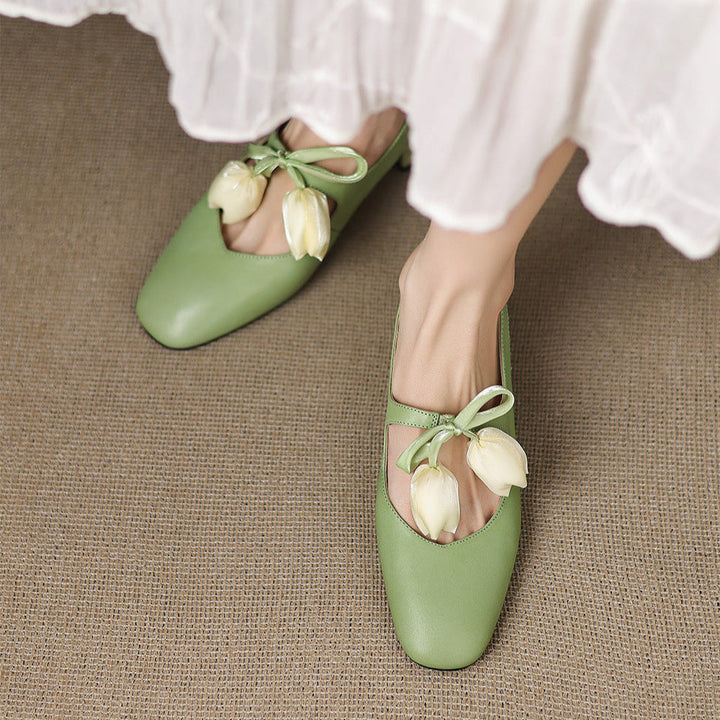 Womens Slingback Shoes Genuine Leather Classic Fit