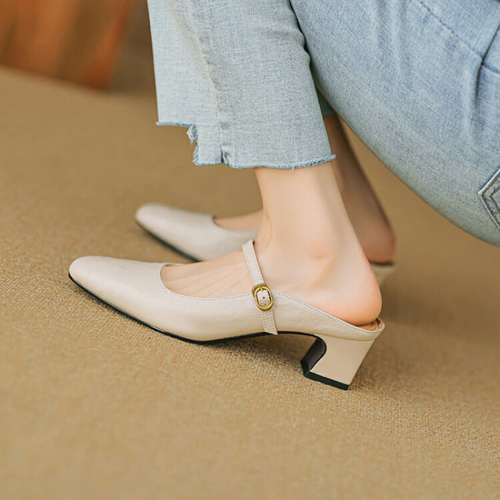 Womens Leather Mules Genuine Leather Slip-On