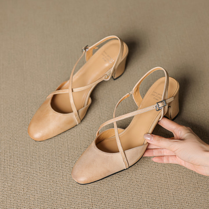 Womens Slingback Shoes Genuine Leather