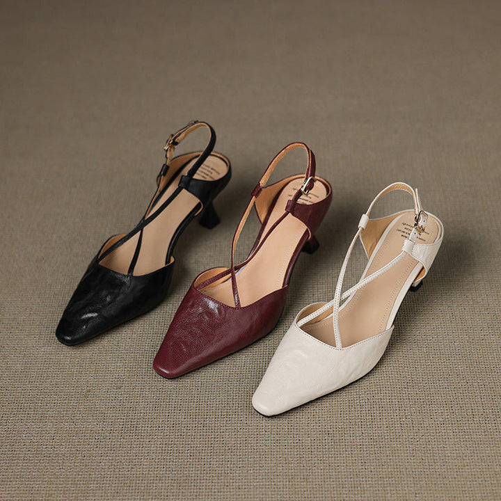 Womens Genuine Leather Heels Classic Fit