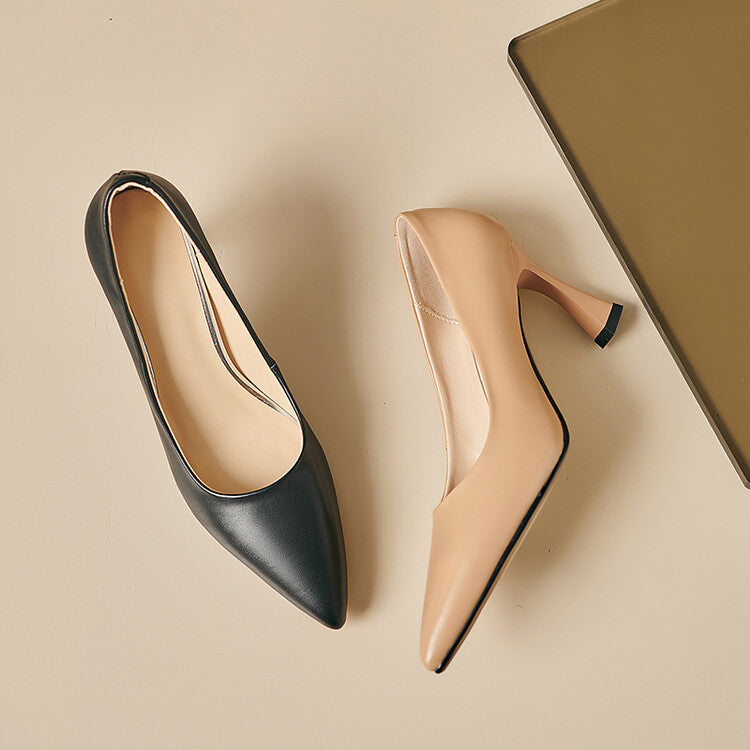 Womens Genuine Leather Heels Classic Fit