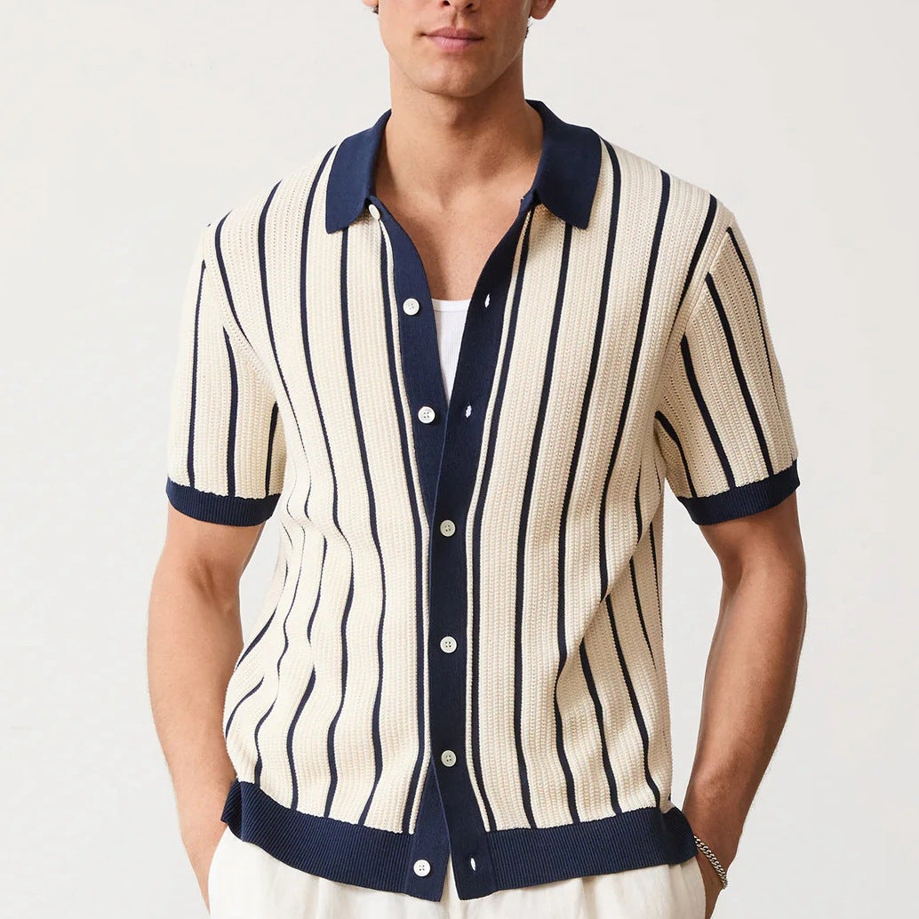 Mens Dress Shirt Slim Fit Striped Cotton - BritishMode