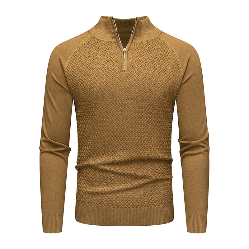 Mens Quarter Zip Sweater Cable Knit Diamond Pattern