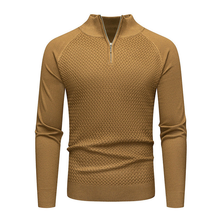 Mens Quarter Zip Sweater Cable Knit Diamond Pattern