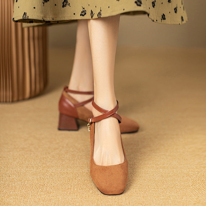 Womens Suede Heels Pointed Toe Classic Fit