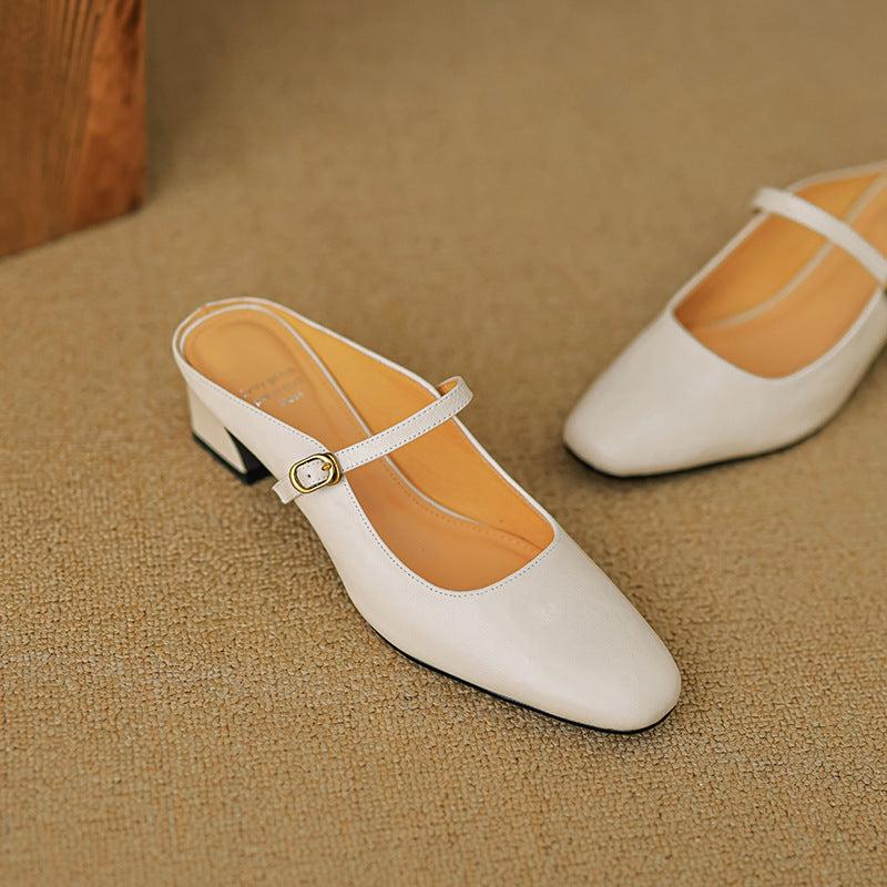 Womens Leather Mules Genuine Leather Slip-On