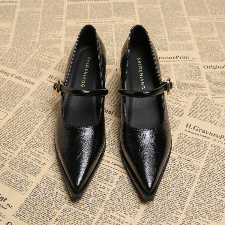 Womens Block Heel Shoes with Adjustable Strap