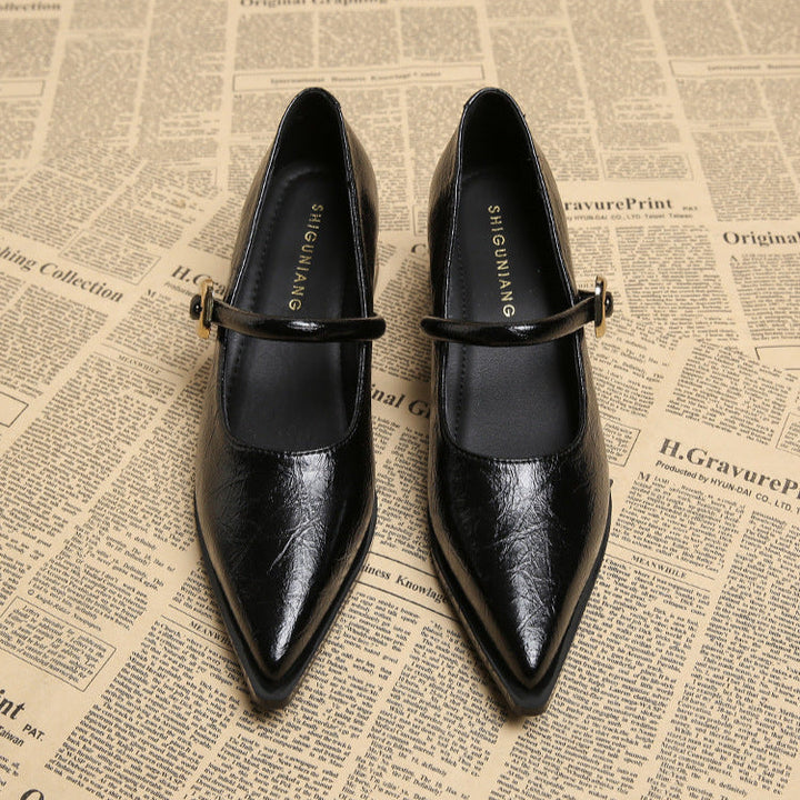 Womens Block Heel Shoes with Adjustable Strap