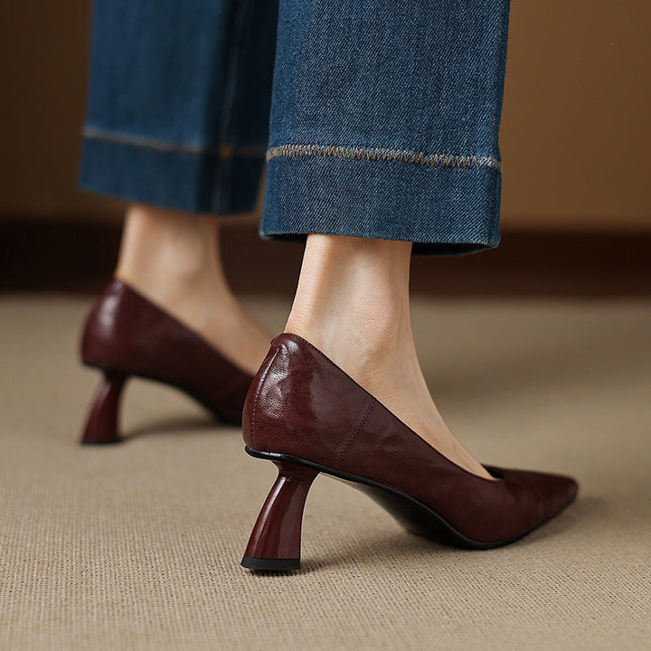 Womens Genuine Leather Heels Classic Fit
