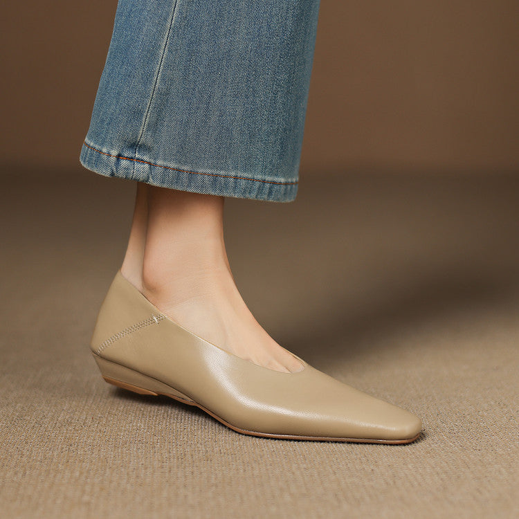 Womens Leather Flats Genuine Material