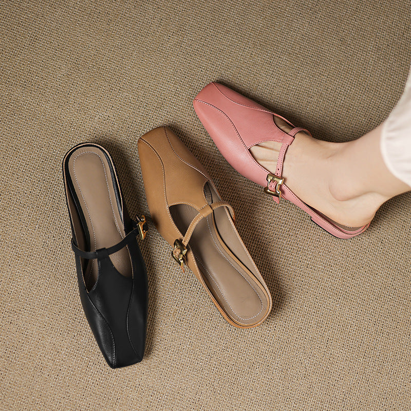 Womens Leather Mules Genuine Leather Slip-On