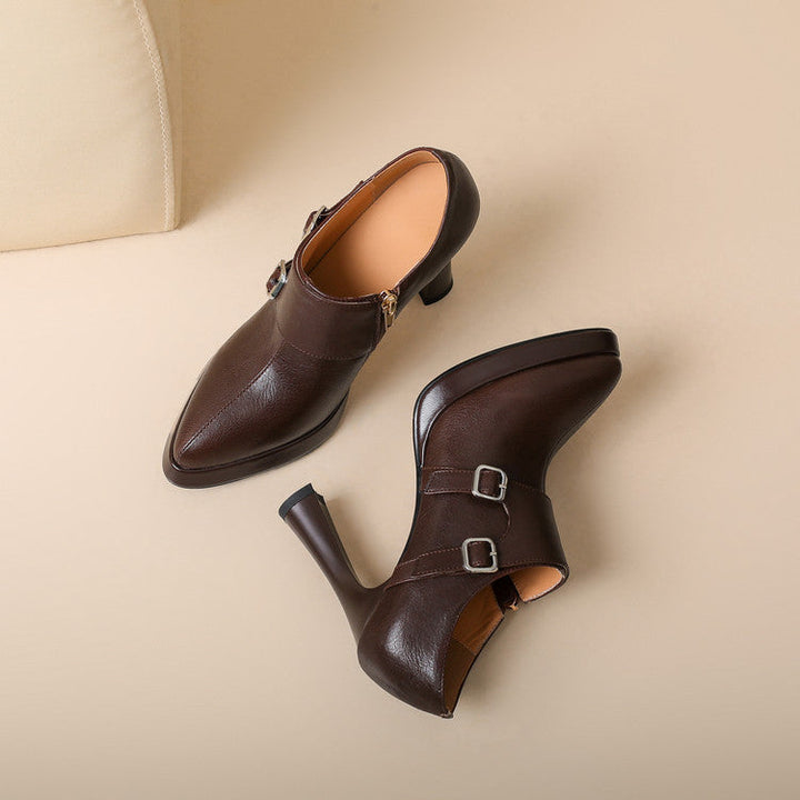 Womens Genuine Leather Heels Classic Fit