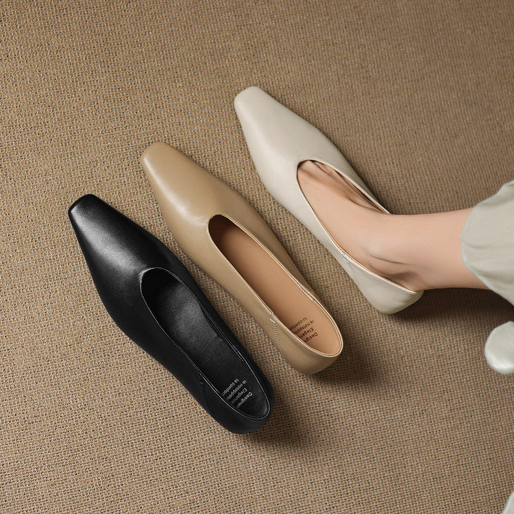 Womens Leather Flats Genuine Material