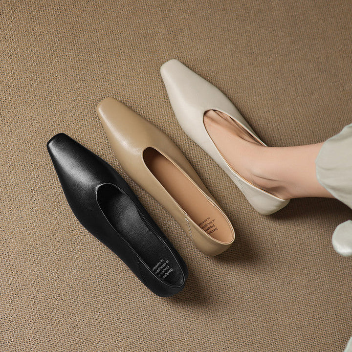 Womens Leather Flats Genuine Material