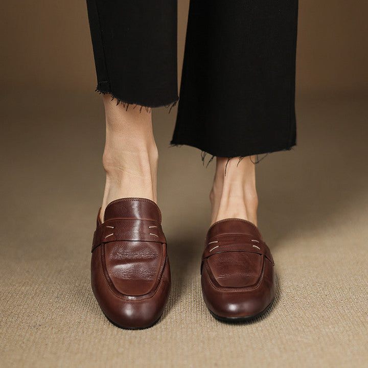 Womens Genuine Leather Mules Slip-On Comfortable
