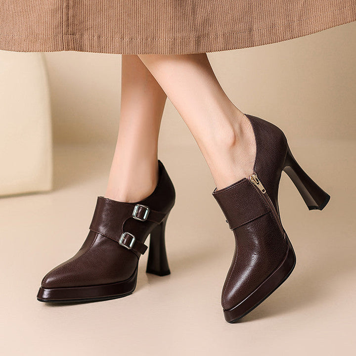 Womens Genuine Leather Heels Classic Fit