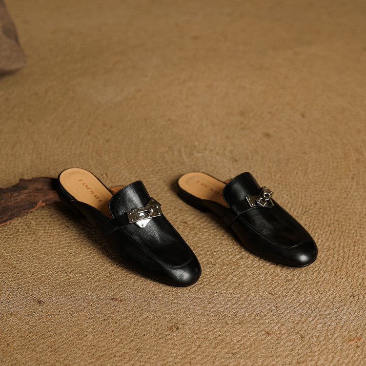 Womens Leather Mules Genuine Leather Slip-On