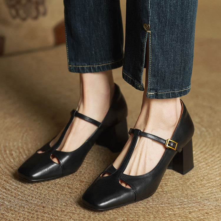 Womens Genuine Leather Heels Classic Fit